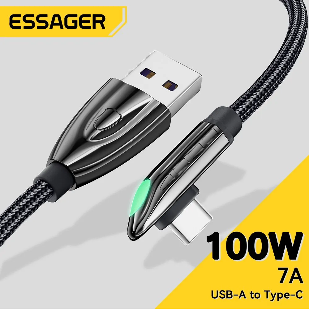 ChargeWave - Amazing USB Charging Cable, Type: A-C ,  super fast charging, 90-degree, LED cable charger for Samsung.