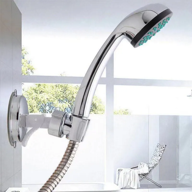 Adjustable shower stand with suction cup, lotus canopy bracket, hand shower head, bathroom nozzle fixed base.