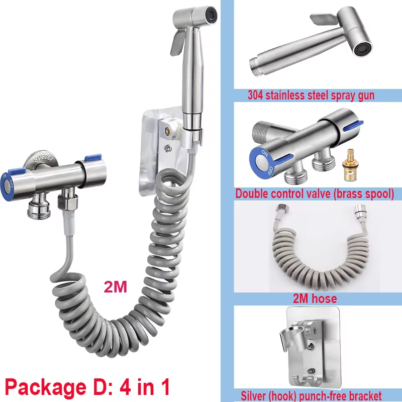 SteelFlow™ Stainless Steel Handheld Bidet Sprayer Set