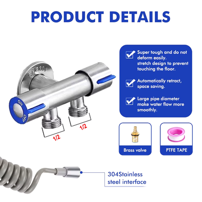 SteelFlow™ Stainless Steel Handheld Bidet Sprayer Set