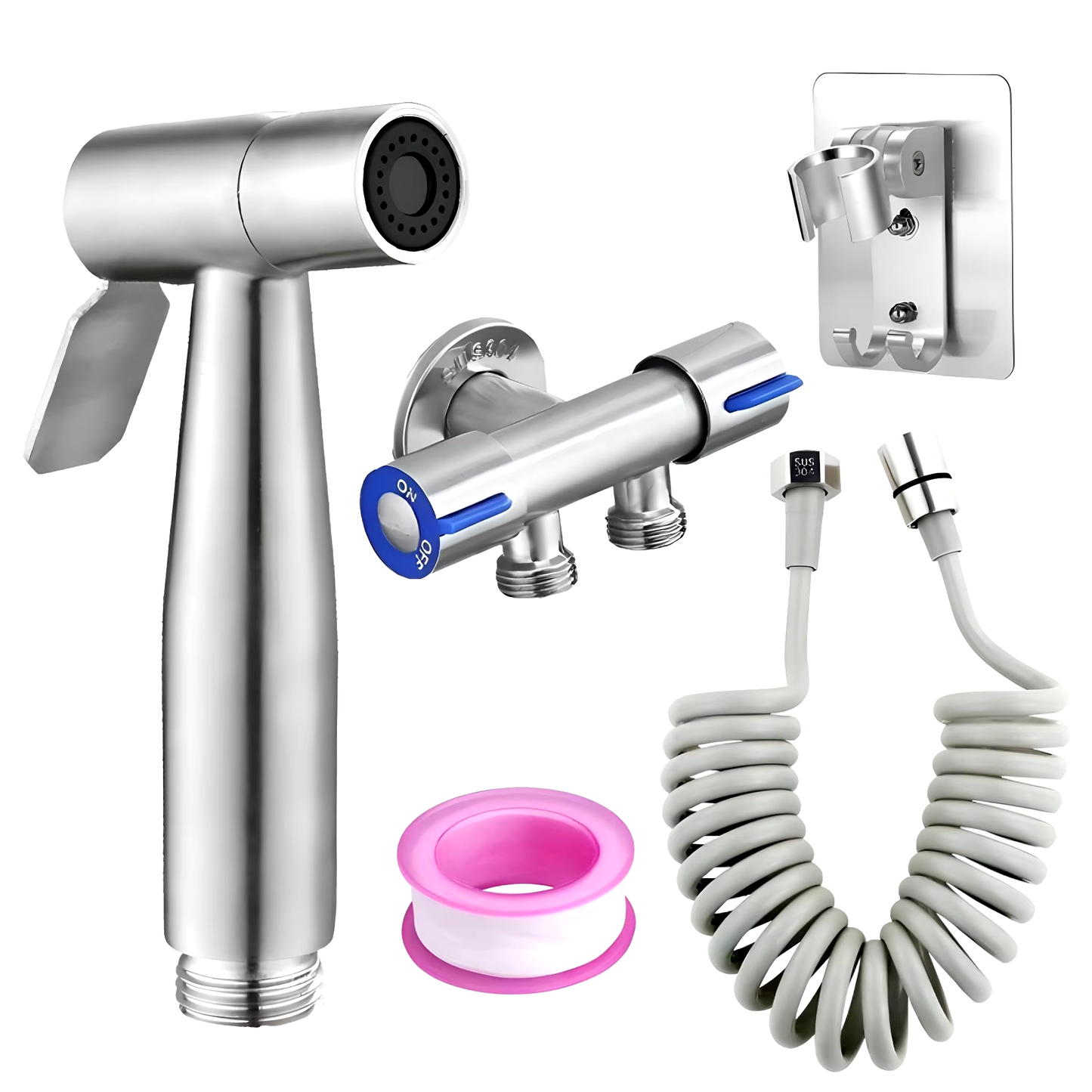 SteelFlow™ Stainless Steel Handheld Bidet Sprayer Set