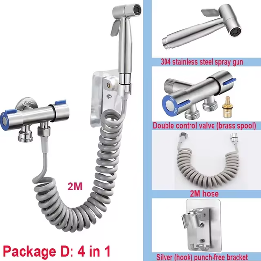 SteelFlow™ Stainless Steel Handheld Bidet Sprayer Set