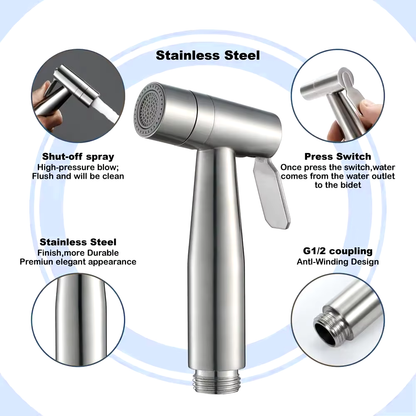 SteelFlow™ Stainless Steel Handheld Bidet Sprayer Set