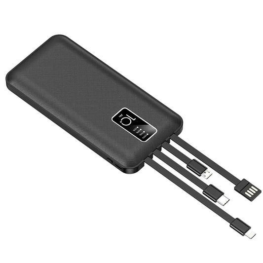 Portable Power Bank 20000mAh for iPhone 15 Samsung S22 Xiaomi Mi Mobile Phone Chargers External Battery Powerbank Built in Cable