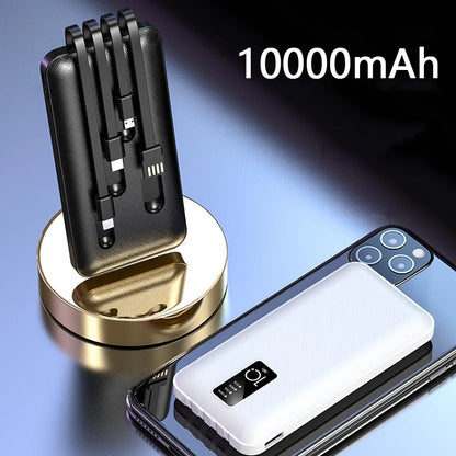 Portable Power Bank 20000mAh for iPhone 15 Samsung S22 Xiaomi Mi Mobile Phone Chargers External Battery Powerbank Built in Cable