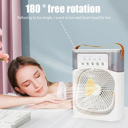 2024 New Air Conditioner Air Cooler Water Cooling Spray Fan USB Desktop Humidification Fan Mini Air Cooling Fan with Night Light