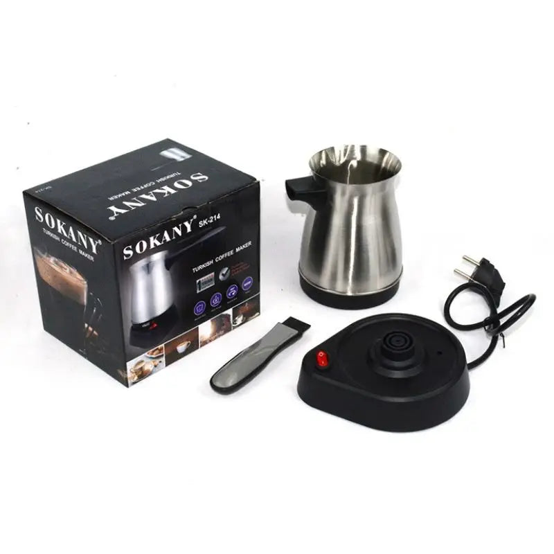 600W Turkish Electric Coffee Maker, 500ml Detached Italian Moka Pot, Stainless Steel Material, Arabic Portable Espresso Machine