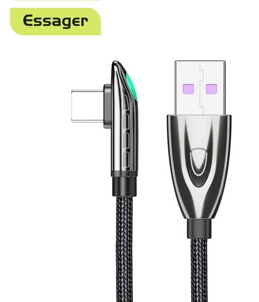 Fantastisches USB-Ladekabel, Typ: A-C, 66W, 6A, superschnelles Laden, 90-Grad, LED-Ladekabel für Samsung.